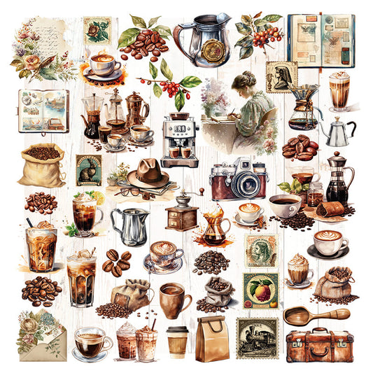 50PCS Coffee Time Series Stickers