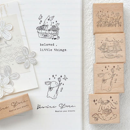 Rabbit Garden Wooden Stamp