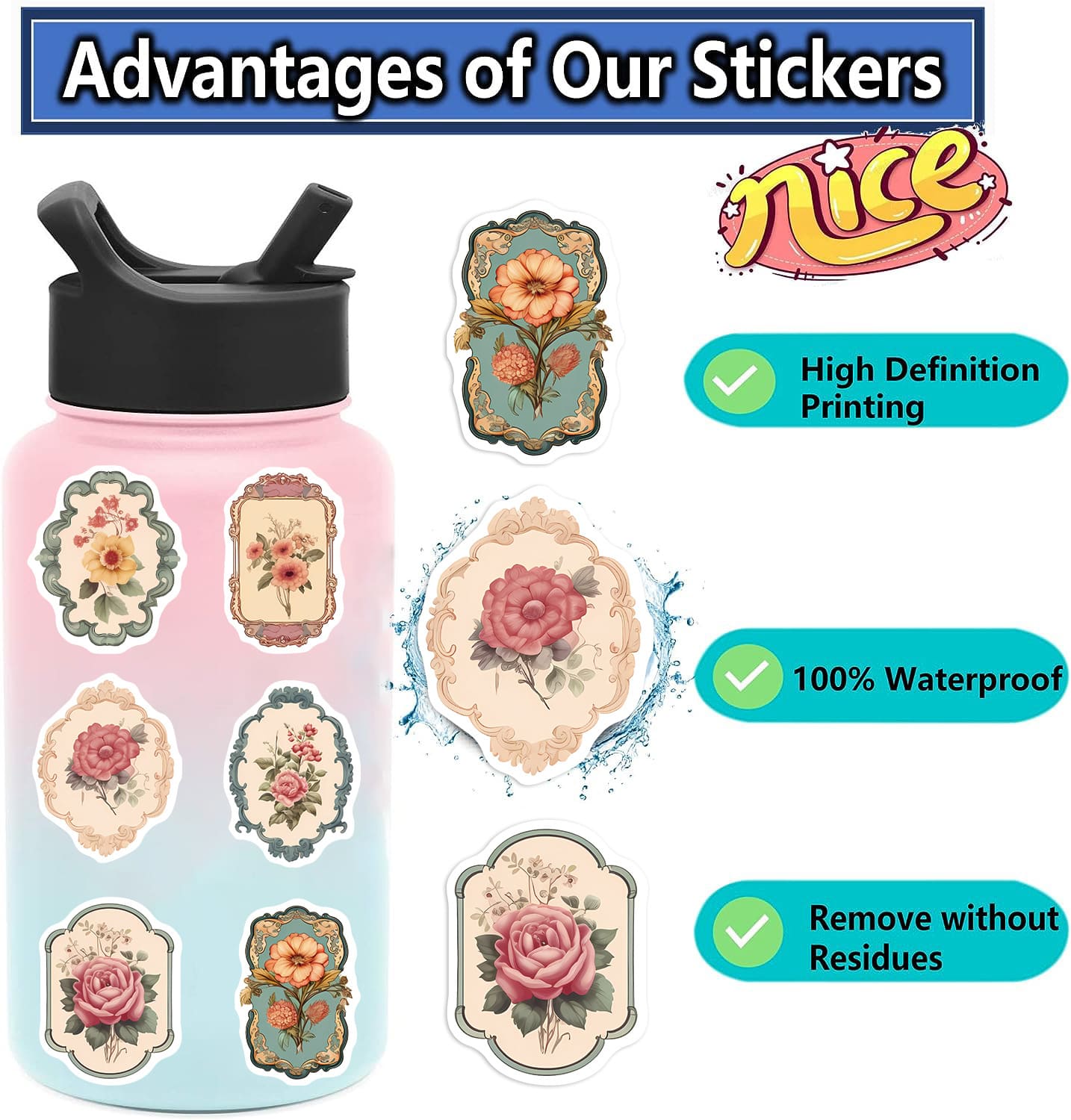 Flower Mirror Sticker