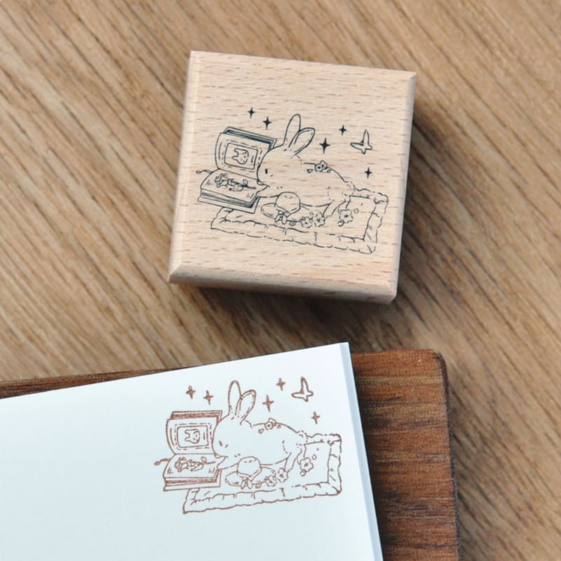 Rabbit Garden Wooden Stamp