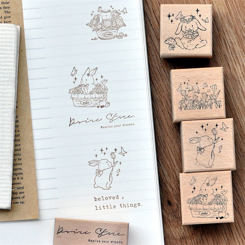 Rabbit Garden Wooden Stamp