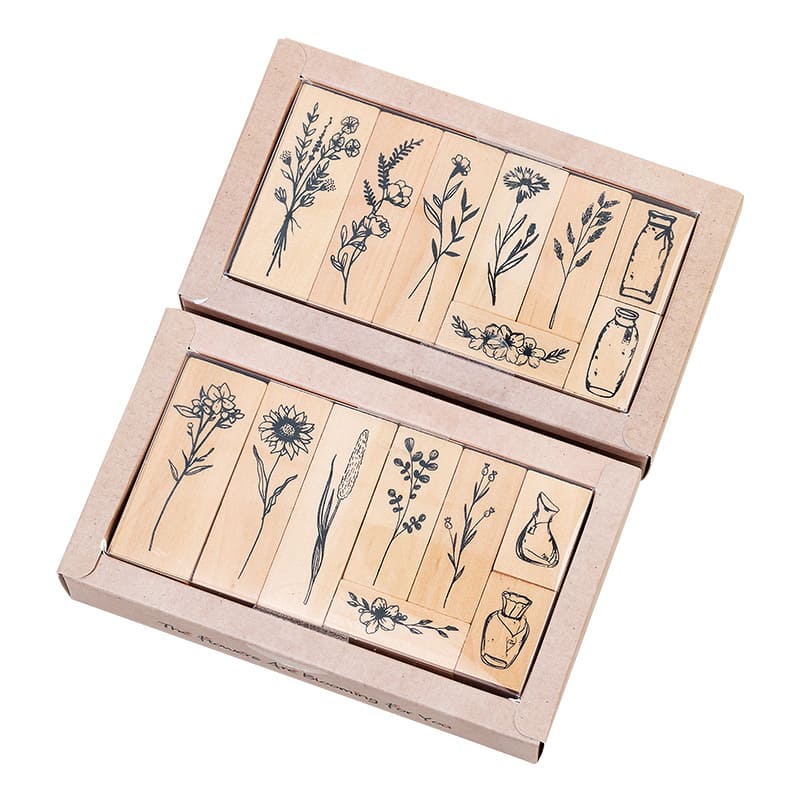 8PCS Plant Vase Wooden Stamp Set