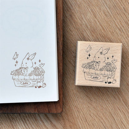 Rabbit Garden Wooden Stamp