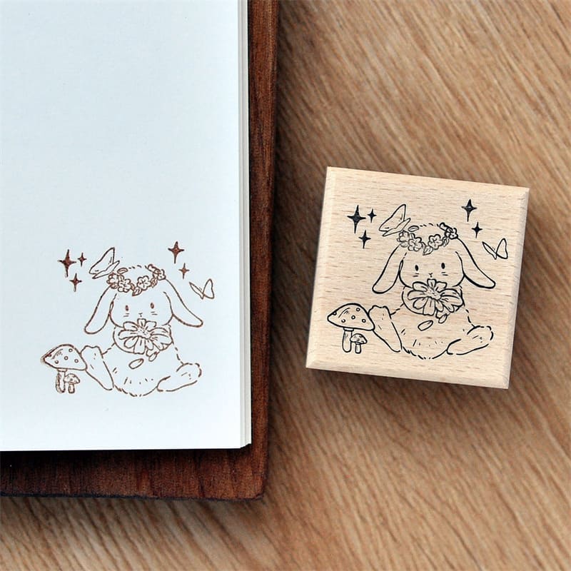 Rabbit Garden Wooden Stamp