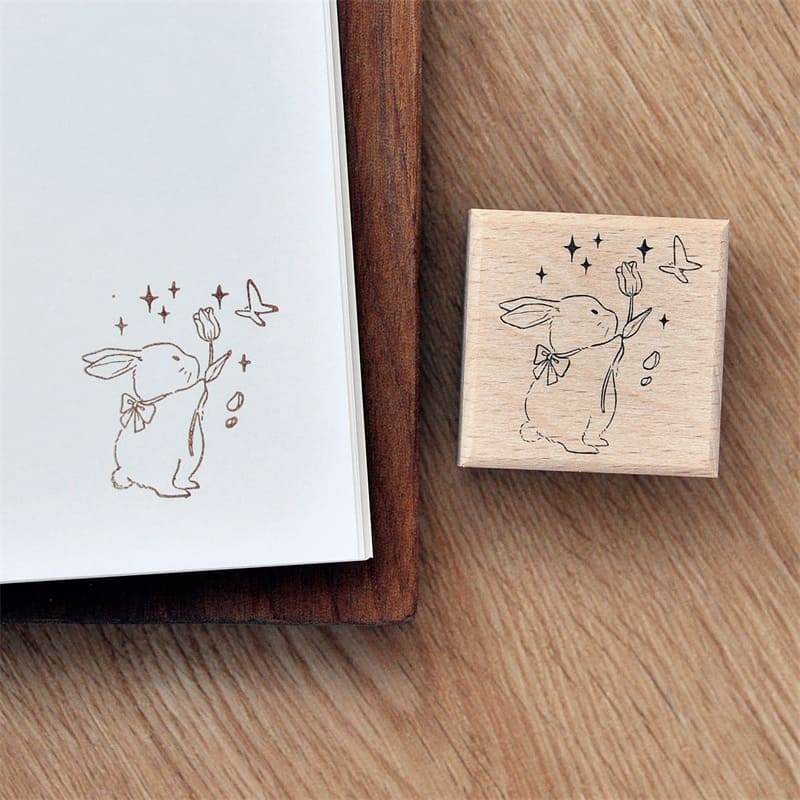 Rabbit Garden Wooden Stamp