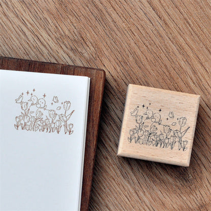 Rabbit Garden Wooden Stamp