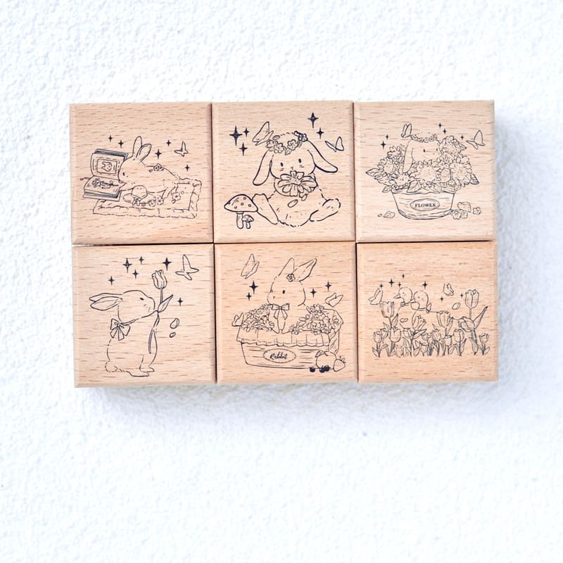 Rabbit Garden Wooden Stamp