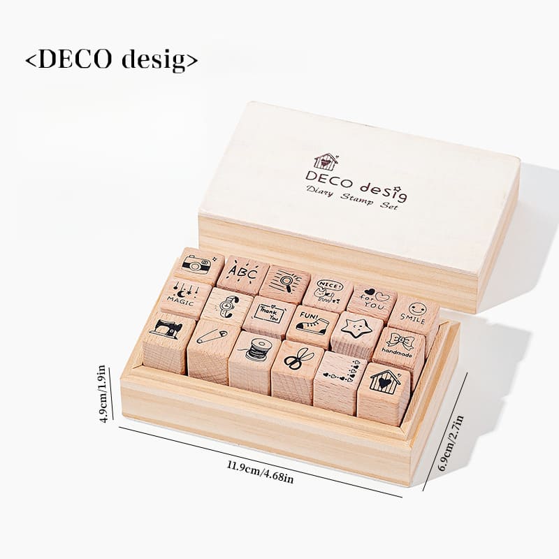 18PCS Life Series Wooden Stamp