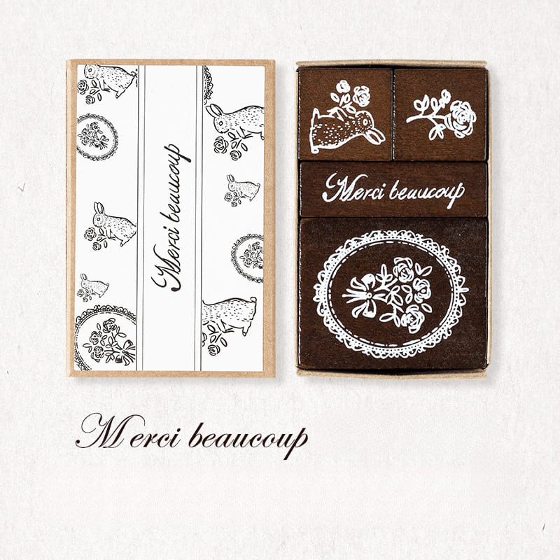 4PCS Beautiful Moments Wooden Stamp