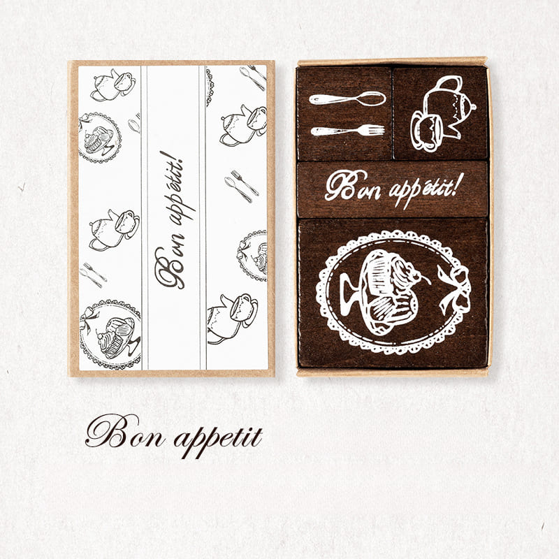 4PCS Beautiful Moments Wooden Stamp