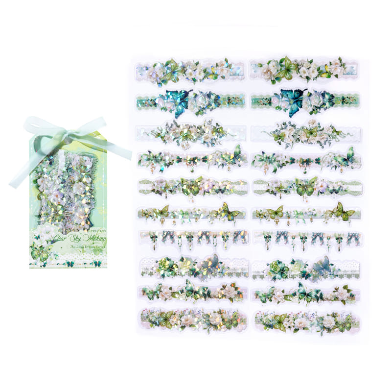 20PCS Floral Butterfly Long Stickers