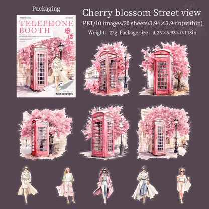 20PCS Telephone Booth Series Stickers